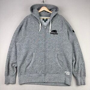 Roots Canada Hoodie Mens XL Grey Full-Zip Park City Fleece Sweatshirt Velvet